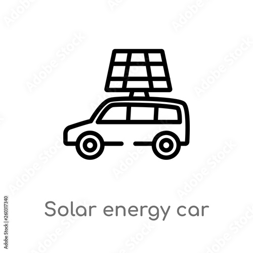 outline solar energy car vector icon. isolated black simple line element illustration from artificial intellegence concept. editable vector stroke solar energy car icon on white background