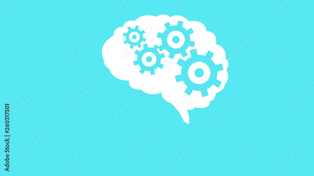 Minimal motion design animation. Brain creating new ideas - concept of cogs and gears spinning animation. Seamless looping animation. Minimal motion design animation. Brain creating new ideas - concept of cogs and gears spinning animation. Seamless looping animation.