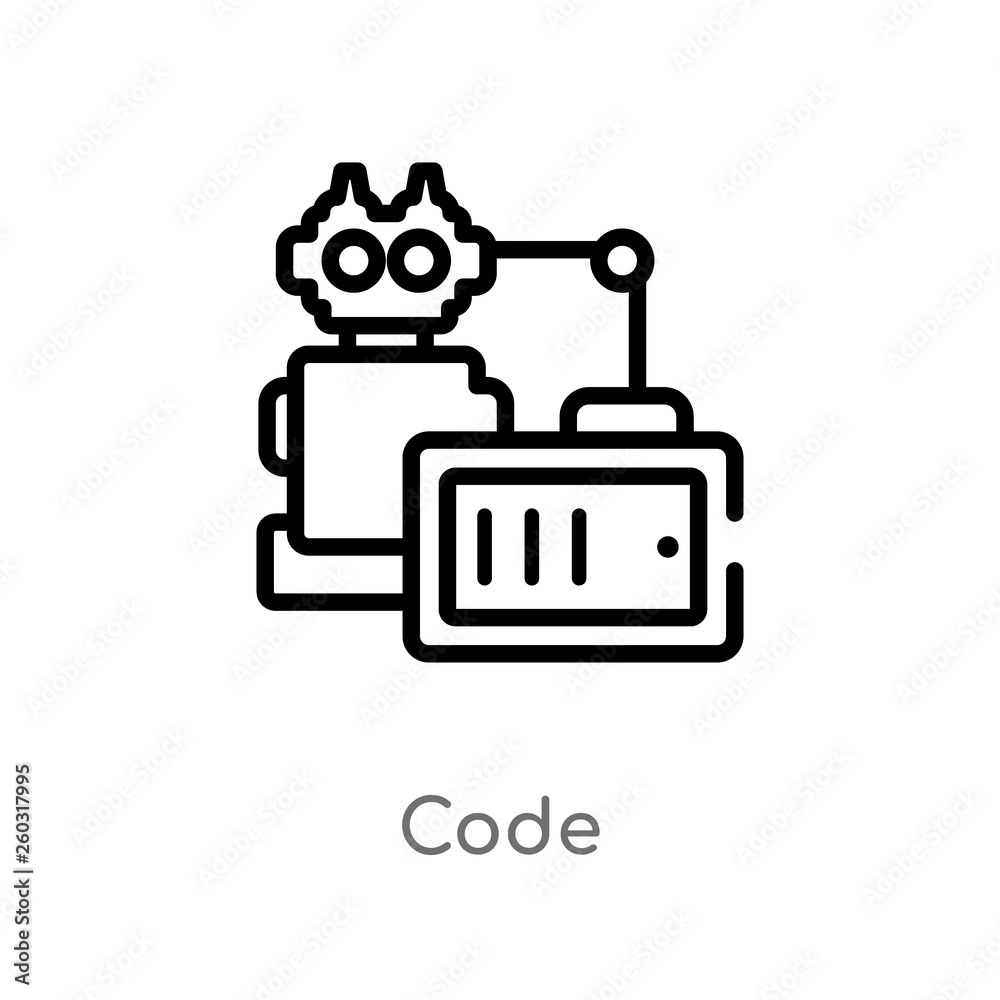 Fototapeta premium outline code vector icon. isolated black simple line element illustration from artificial intelligence concept. editable vector stroke code icon on white background