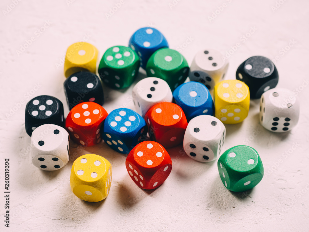 Color classic dices cubes. board game background Color classic dices cubes. board game background