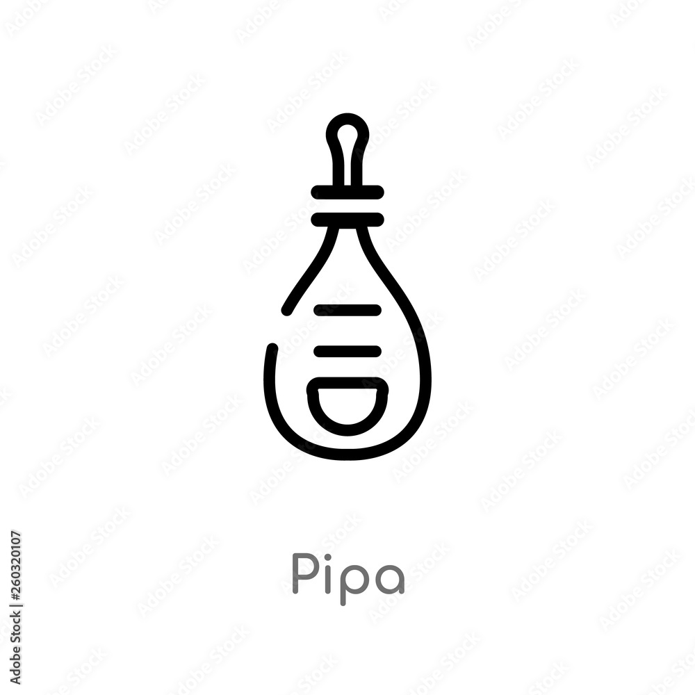 outline pipa vector icon. isolated black simple line element illustration from asian concept. editable vector stroke pipa icon on white background