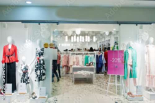 Blurred or defocused background of clothing store boutique.