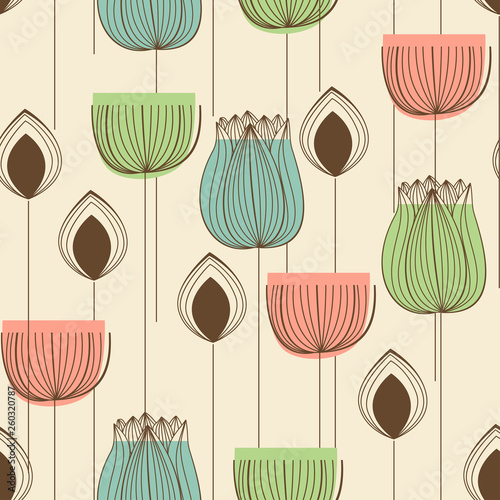 Floral design in pastel colors seamless pattern
