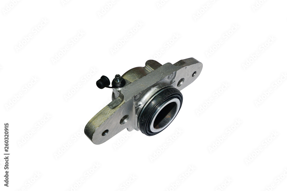 Brake hydraulic cylinder brake drum, isolated on a white background. Cylinder assy, clutch master. Brake hydraulic cylinder brake drum, isolated on a white background. Cylinder assy, clutch master.