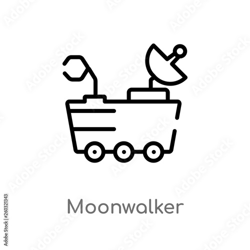 outline moonwalker vector icon. isolated black simple line element illustration from astronomy concept. editable vector stroke moonwalker icon on white background