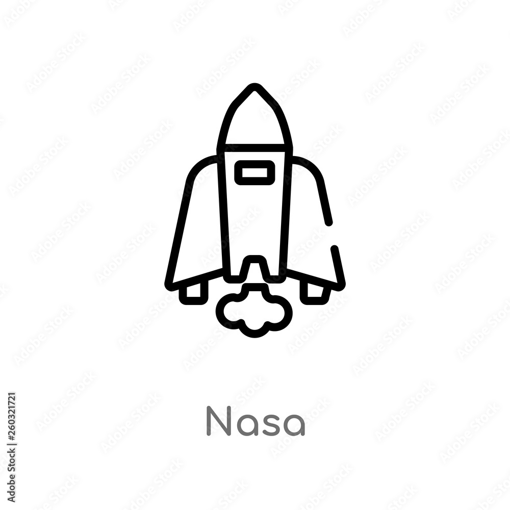 outline nasa vector icon. isolated black simple line element illustration from astronomy concept. editable vector stroke nasa icon on white background outline nasa vector icon. isolated black simple line element illustration from astronomy concept. editable vector stroke nasa icon on white background