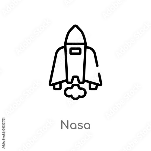 outline nasa vector icon. isolated black simple line element illustration from astronomy concept. editable vector stroke nasa icon on white background