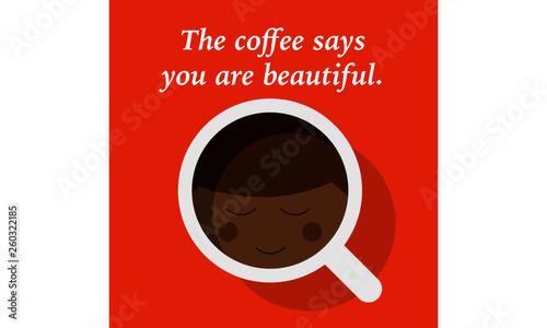 Vector illustration of person looking itself in the coffee mug. Coffee Drinking Template Design. Monday Happy Coffee. 
