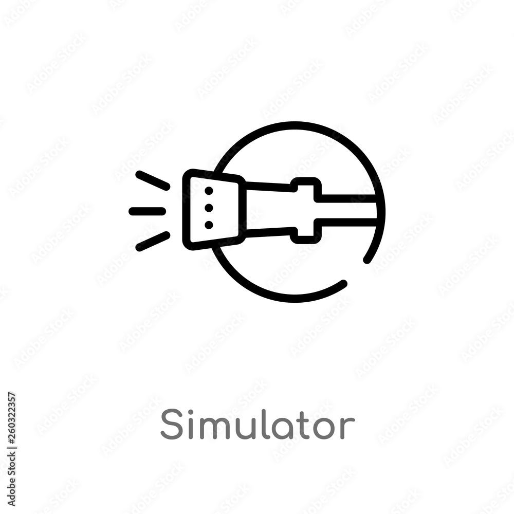 outline simulator vector icon. isolated black simple line element illustration from astronomy concept. editable vector stroke simulator icon on white background outline simulator vector icon. isolated black simple line element illustration from astronomy concept. editable vector stroke simulator icon on white background