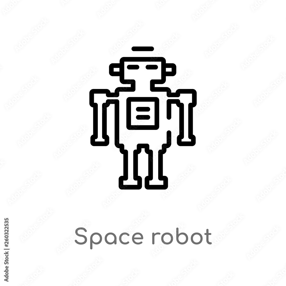 outline space robot vector icon. isolated black simple line element illustration from astronomy concept. editable vector stroke space robot icon on white background outline space robot vector icon. isolated black simple line element illustration from astronomy concept. editable vector stroke space robot icon on white background