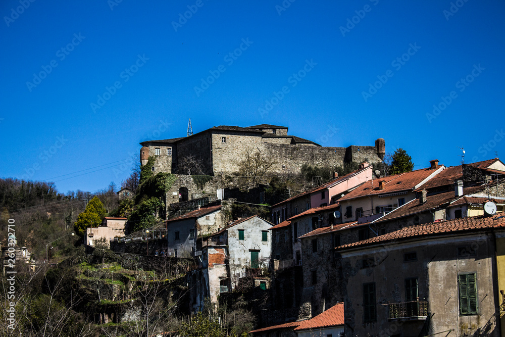 The castle of Pontremoli in Lunigiana seen from the bridge