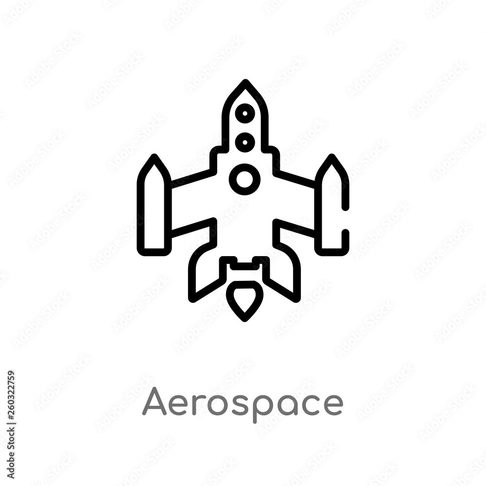 outline aerospace vector icon. isolated black simple line element illustration from astronomy concept. editable vector stroke aerospace icon on white background outline aerospace vector icon. isolated black simple line element illustration from astronomy concept. editable vector stroke aerospace icon on white background
