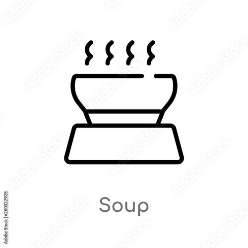 outline soup vector icon. isolated black simple line element illustration from autumn concept. editable vector stroke soup icon on white background