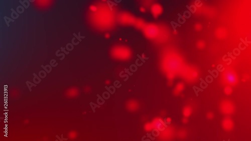 4k Light Red Light Beams, Bokeh Floating on Colorful Red to Black, Gradient Background in Motion. Looped 3d Animation of Dynamic Particles Turning in the Air with Bokeh Video