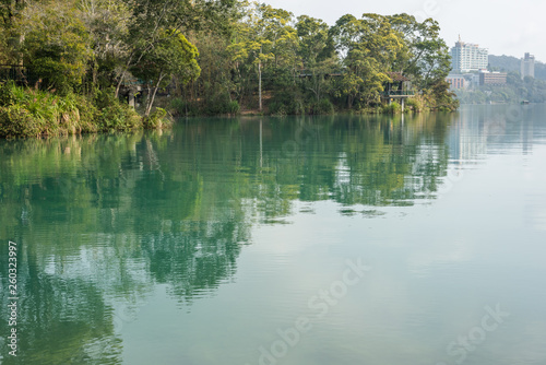 landscape of green water at Sun Moon Lake