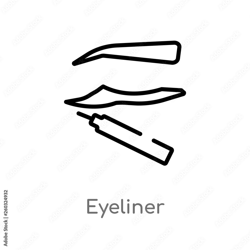 outline eyeliner vector icon. isolated black simple line element illustration from beauty concept. editable vector stroke eyeliner icon on white background outline eyeliner vector icon. isolated black simple line element illustration from beauty concept. editable vector stroke eyeliner icon on white background
