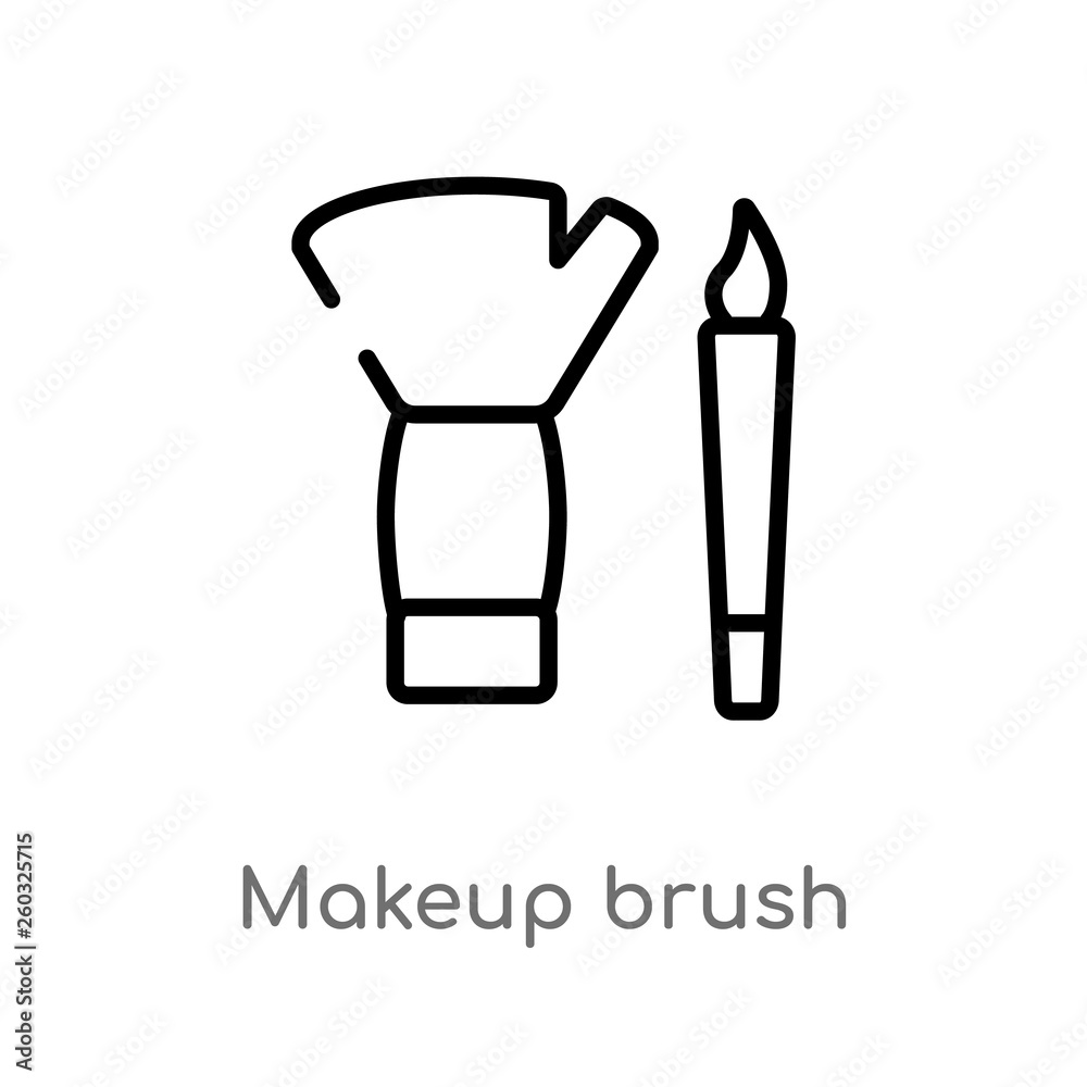 outline makeup brush vector icon. isolated black simple line element illustration from beauty concept. editable vector stroke makeup brush icon on white background outline makeup brush vector icon. isolated black simple line element illustration from beauty concept. editable vector stroke makeup brush icon on white background
