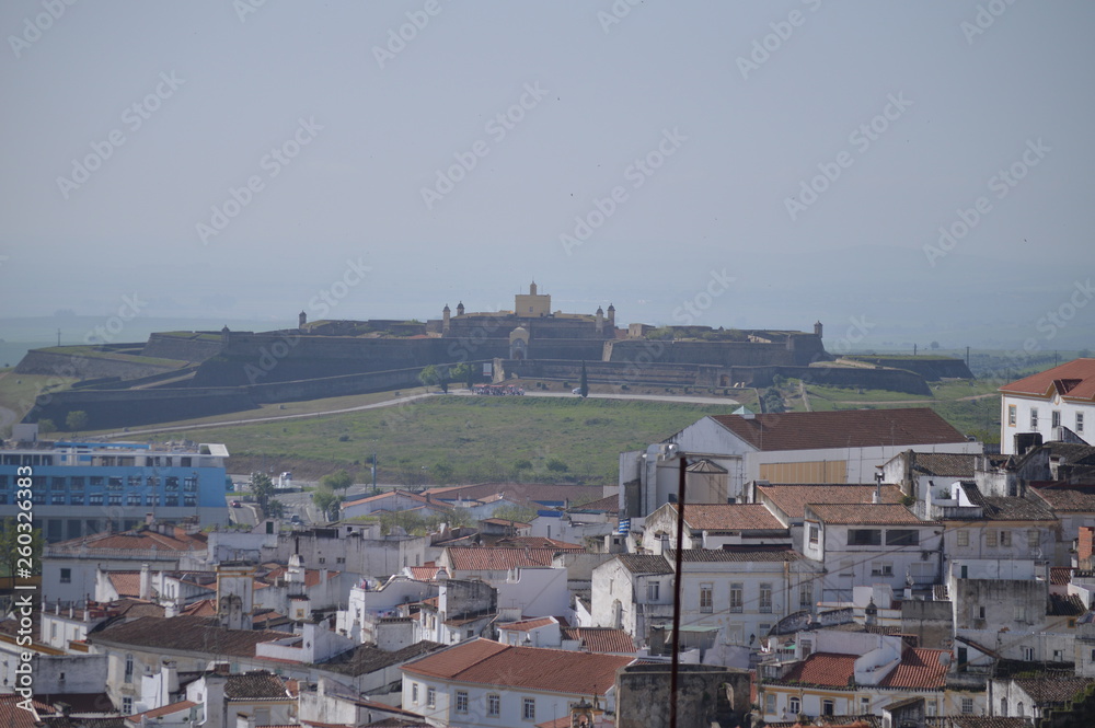 General Views of the Fort of Our Lady of Grace in Elvas. Nature, Architecture, History, Street Photography. April 11, 2014. Elvas, Portoalegre, Portugal.