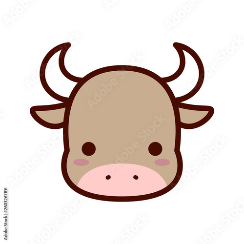 Cartoon Bull Icon Isolated On White Background
