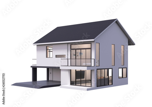 Fototapeta Naklejka Na Ścianę i Meble -  3d render of house isolated on a white.