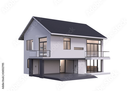 Fototapeta Naklejka Na Ścianę i Meble -  3d render of house isolated on a white.