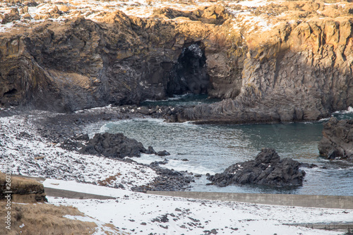 Hellnar village Snaefellsnes peninsule West of Iceland in winter photo