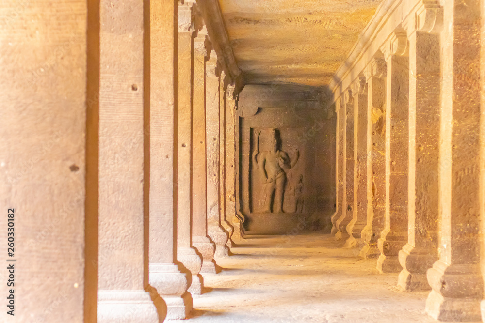 temple in Ellora caves complex, Maharashtra state in India temple in Ellora caves complex, Maharashtra state in India