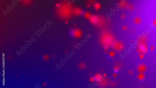 4k Red Light Beams, Bokeh Floating on Colorful Purple to Dark Red, Gradient Background in Motion. Looped 3d Animation of Dynamic Particles Turning in the Air with Bokeh Video