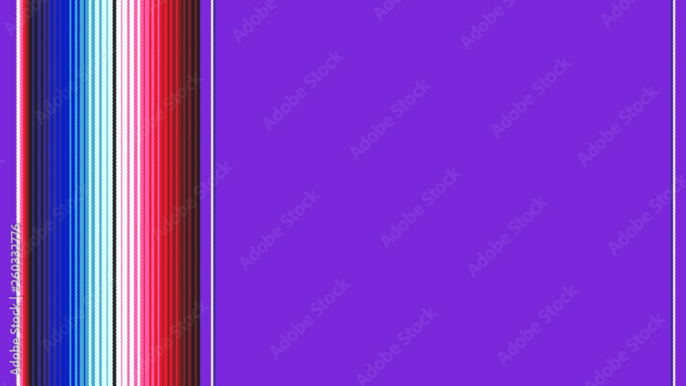 Purple Blue Red Mexican Blanket Serape Stripes Background with Copy Space for Text and Seamless Pattern Tile Swatch Included. Cinco de Mayo Decor or Mexican Restaurant Menu Backdrop. 9:16  HD Format