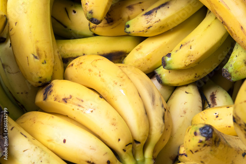 Pile of ripe yellow Canarian Bananas (Chatsworth / Cavendish Bananas) photo