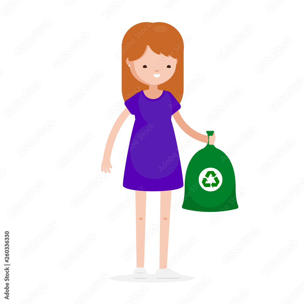 Girl Woman Blond Character Cartoon Illustration Recycling Bottle Plastic Eco Isolated Icon Set Girl Woman Blond Character Cartoon Illustration Recycling Bottle Plastic Eco Isolated Icon Set