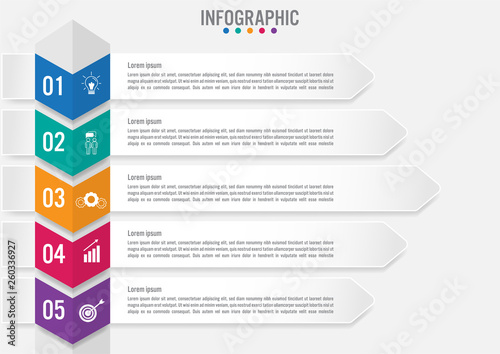 Business infographic labels template with 5 options.Creative concept for infographic..