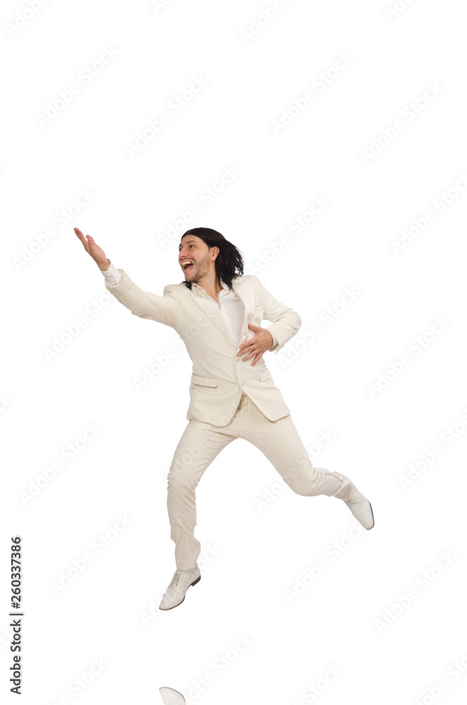 Man in funny concept isolated on white Man in funny concept isolated on white