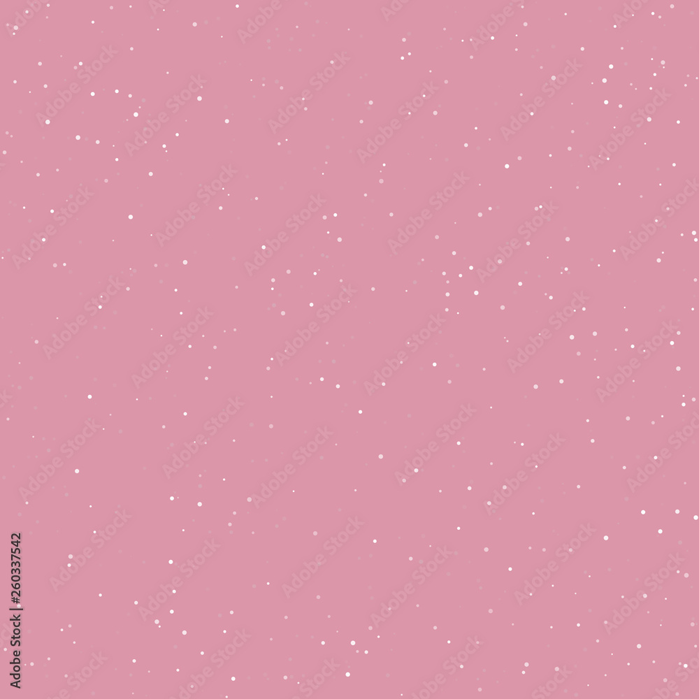 Warm Cozy Sky with Stars, Snow in the Purple Rose Color Sky, Vector Illustration