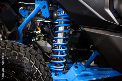 Race car disc brake and shock absorber