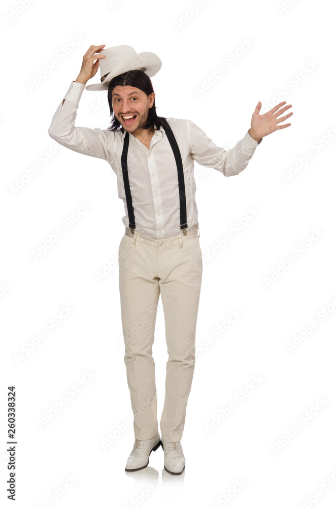 Man in funny concept isolated on white Man in funny concept isolated on white