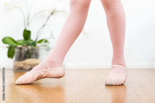 ballerina girl's feet practicing