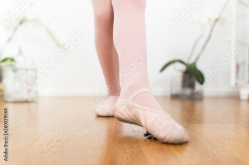 ballerina girl's feet practicing