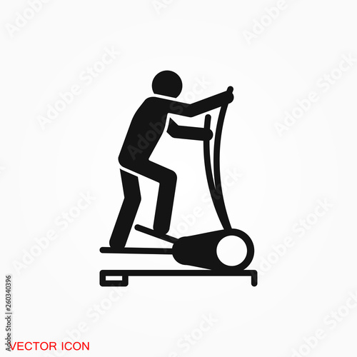 Elliptical machine gym icon, vector sign symbol for design