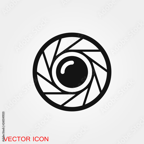 Camera objective icon vector sign symbol for design