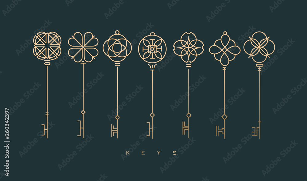 Modern graphic key collection green
