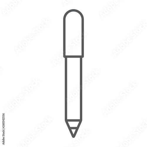 Eye pencil thin line icon, makeup and cosmetic, eyeliner sign, vector graphics, a linear pattern on a white background.