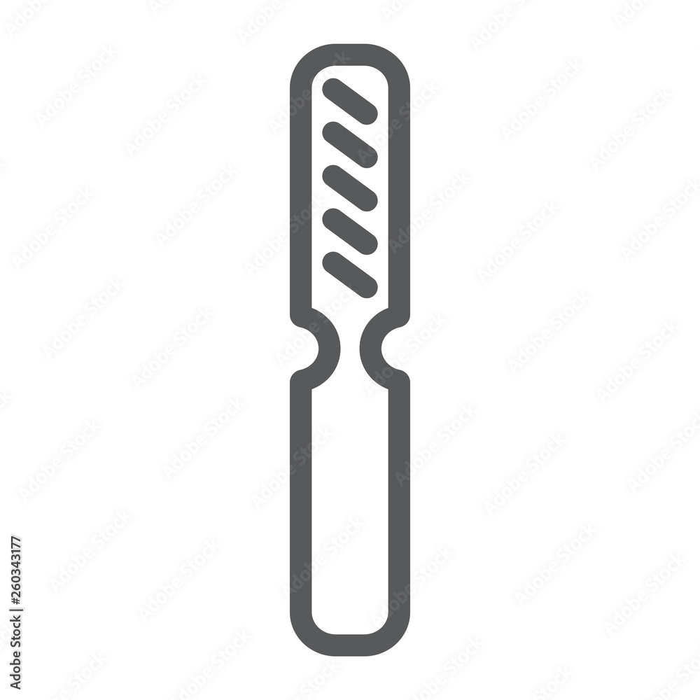 Beauty rasp line icon, polish and beauty, abrasive sign, vector graphics, a linear pattern on a white background. Beauty rasp line icon, polish and beauty, abrasive sign, vector graphics, a linear pattern on a white background.