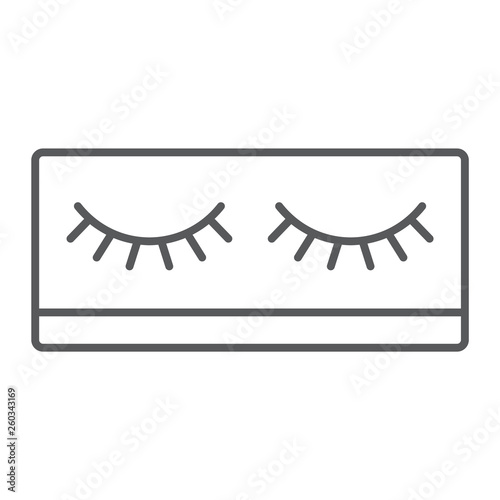 Fake eyelashes thin line icon  makeup and beauty  lashes sign  vector graphics  a linear pattern on a white background.
