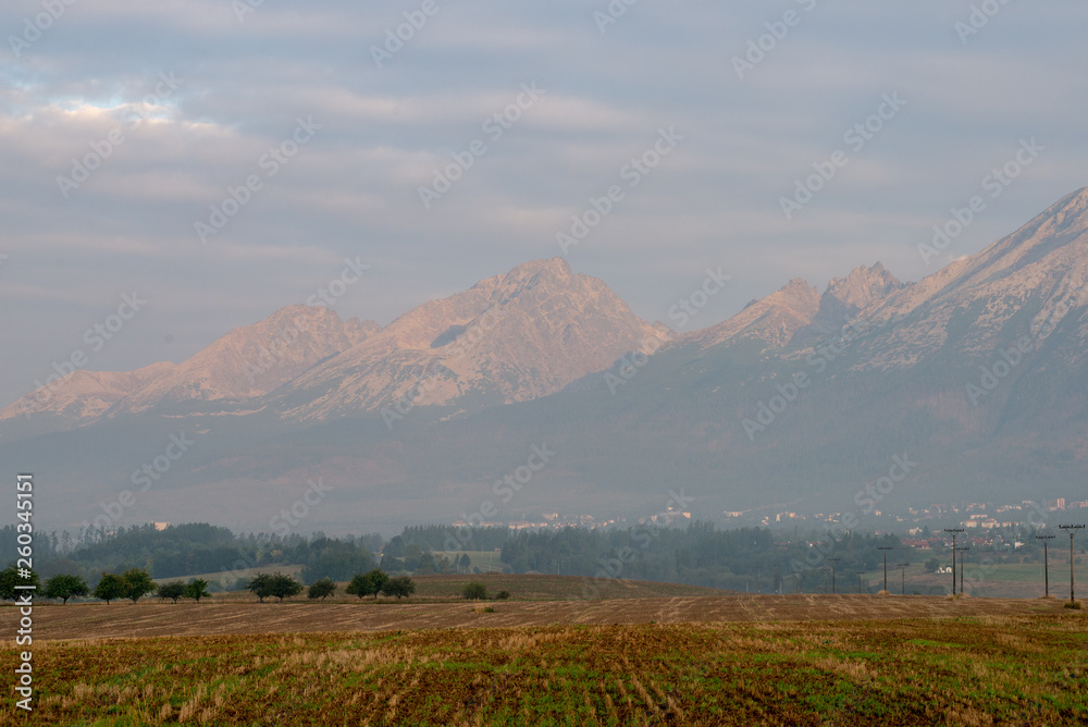 cloudy and foggy sunrise over slovakian landscape in autumn cloudy and foggy sunrise over slovakian landscape in autumn