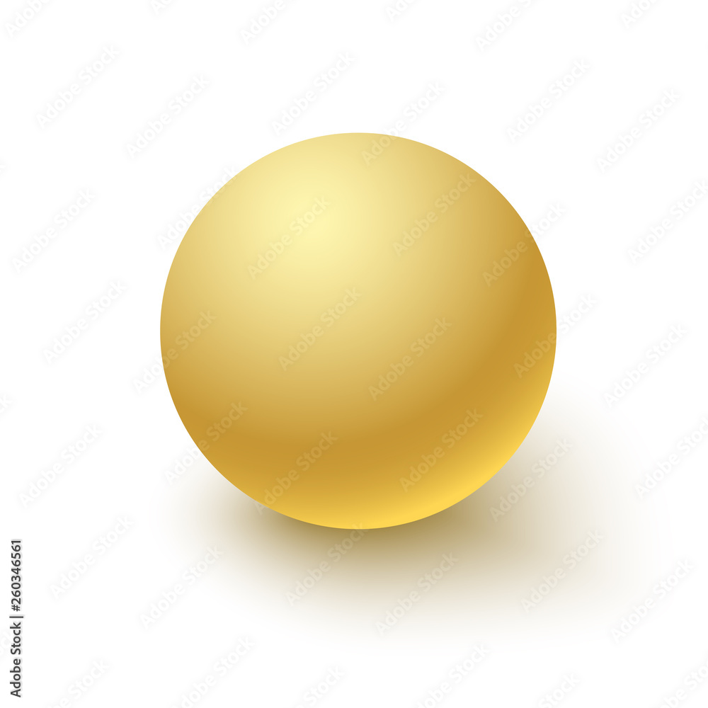 Gold White sphere. Ball. 3D. Vector illustration.