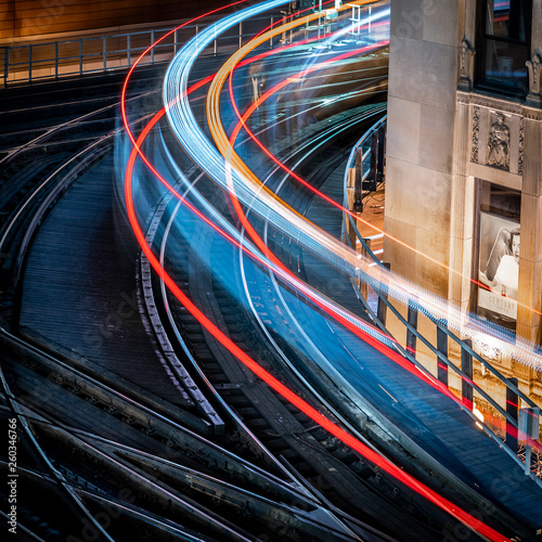 Long-Exposure of a CTA Train in Chicago photo