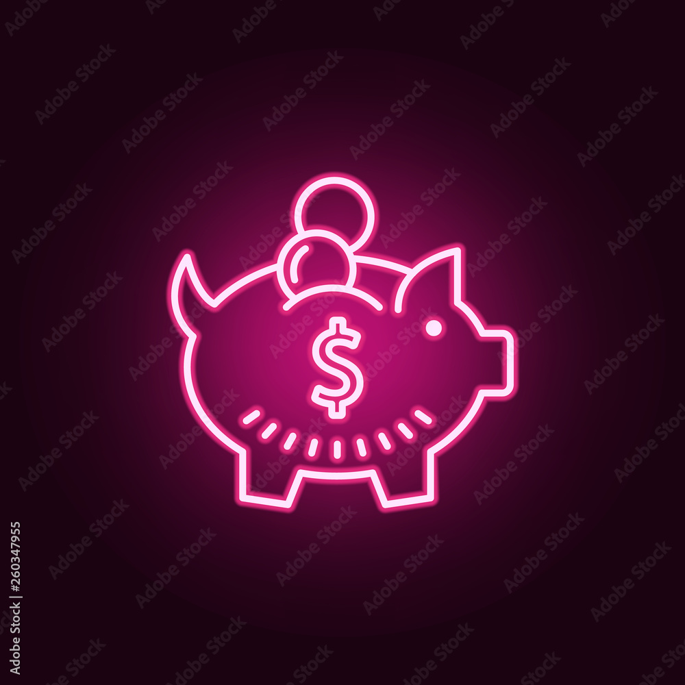 piggy bank neon icon. Elements of Banking set. Simple icon for websites, web design, mobile app, info graphics