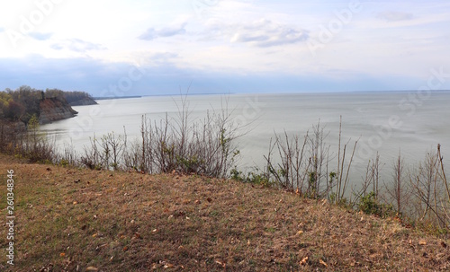 Overcast View of River and Cliffs