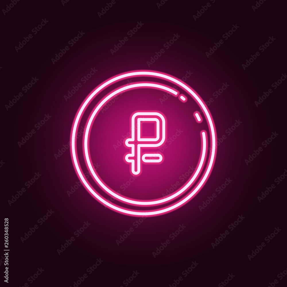 ruble coin neon icon. Elements of Banking set. Simple icon for websites, web design, mobile app, info graphics ruble coin neon icon. Elements of Banking set. Simple icon for websites, web design, mobile app, info graphics